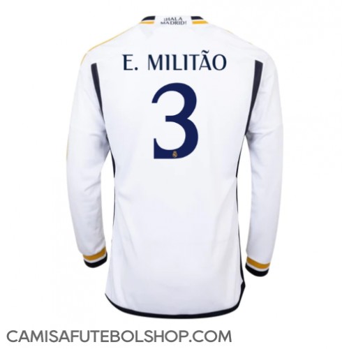 Camisa de time de futebol Real Madrid Eder Militao #3 Replicas 1º Equipamento 2023-24 Manga Comprida